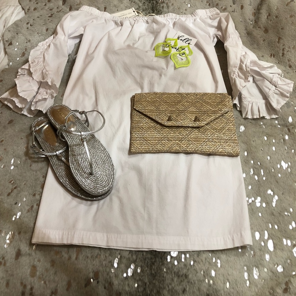 NWT Off the Shoulder White Cotton Dress
